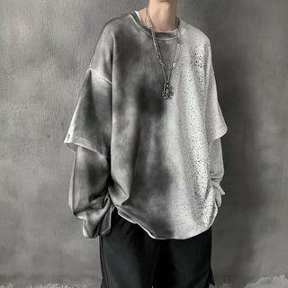 Couple Matching Splatter Print Mock Two Piece Top