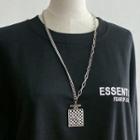 Numerical Checker Pendant Stainless Steel Necklace Plaid - Black & White - One Size