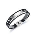 Simple Personality Silver 316l Stainless Steel Geometric Multilayer Leather Bangle Silver - One Size