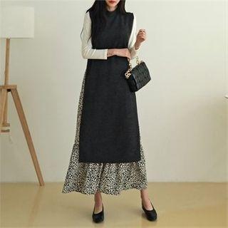 Crew-neck Sleeveless Slit-side Dress