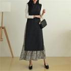 Crew-neck Sleeveless Slit-side Dress