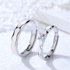 Couple Matching Polished 925 Sterling Silver / Rhinestone Open Ring