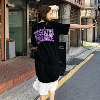 Chiffon-hem Letter Print Pullover Dress