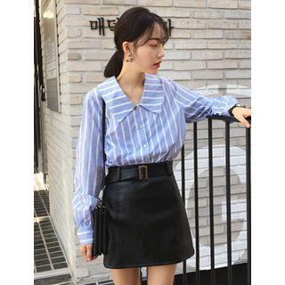 Faux-leather Miniskirt With Belt