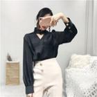 Long-sleeve Wrap Front Blouse