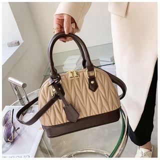 Top Handle Two-tone Panel Crossbody Bag