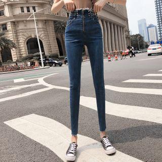 High Waist Studded Skinny Jeans