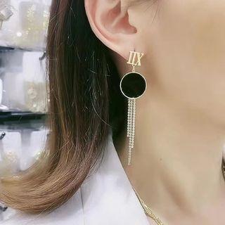 Asymmetrical Rhinestone Star Drop Earring 1 Pair - Black - One Size
