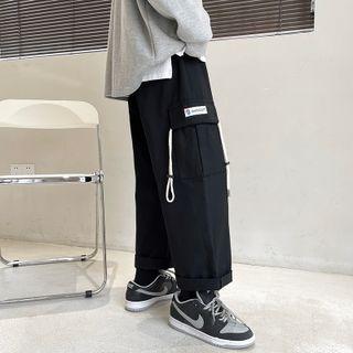 Applique Cargo Cropped Wide-leg Pants