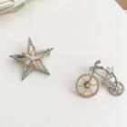 Alloy Star / Bicycle Brooch