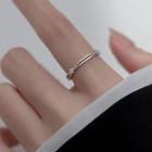 Rhinestone Sterling Silver Open Ring 1 Pc - S925 Silver - Silver - One Size