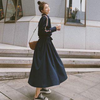 Color Block Lapel Shirtdress