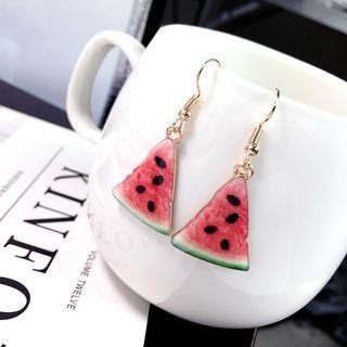 Watermelon Dangle Earring 1 Pair - Red & Green - One Size