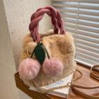 Chain Strap Fluffy Crossbody Bag / Pom Pom Bag Charm / Set