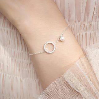 Faux Pearl Bracelet 925 Silver - Silver - One Size