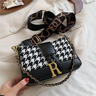 Houndstooth Lettering Crossbody Bag