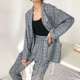 Set: Plaid Blazer & Pants / Striped Blazer & Pants