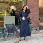 Button-through Long Denim Dress