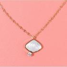 Shell Pendant Stainless Steel Necklace Gold & White - One Size