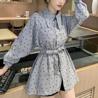 Dotted Lantern-sleeve Shirt