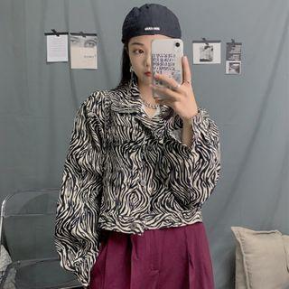 Zebra Print Buttoned Jacket As Shown In Figure - One Size