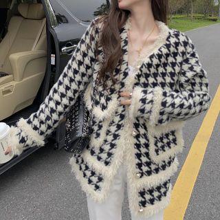 Houthstood Button-up Jacket Houndstooth - Black & White - One Size