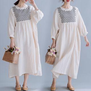 Embroidered Round-neck Long-sleeve Dress