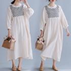 Embroidered Round-neck Long-sleeve Dress