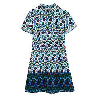 Short-sleeve Patterned Smock Dress
