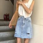 Distressed Washed Skirt