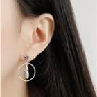925 Sterling Silver Feather Hoop Earring Silver - One Size