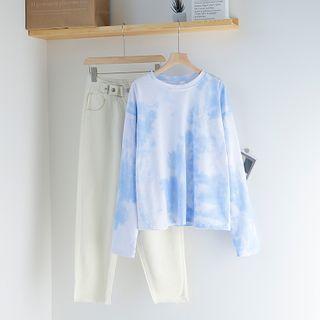 Tie-dye Long-sleeve T-shirt / Straight Leg Jeans