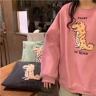 Dinosaur Embroidered Padded Pullover