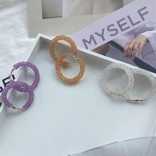 Rhinestone Accent Open Hoop Earrings