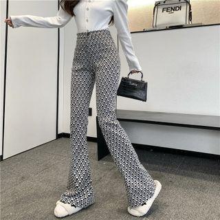 Long-sleeve Top / Pattern Bootcut Pants