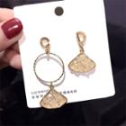 Non-matching Faux Crystal Fan Dangle Earring Silver Needle - Gold - One Size