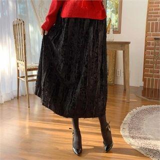 Laced Velvet Long Full Skirt