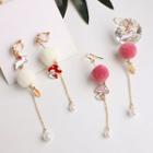 Non-matching Alloy Rabbit & Mushroom Bobble Dangle Earring