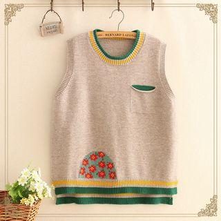 Pocket-front Tree Print Vest