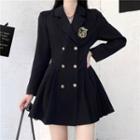 Badge Embroidered Double-breasted Blazer Dress