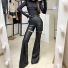 Faux Leather High Waist Cut-out Pants