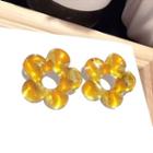 Acrylic Flower Earring 1 Pair - Steel Stud - Orange Yellow - One Size