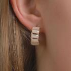 Cat Eye Stone Open Hoop Earring 01-0367 - Gold - One Size