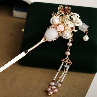Retro Faux Gemstone Fringed Alloy Hair Stick