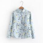 Flower Print Fleece-lined Shirt