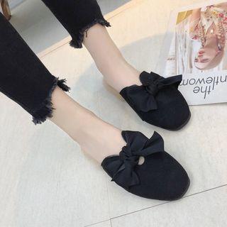 Bow-accent Faux Fur Mules