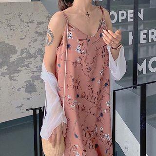 Floral Strappy Chiffon Dress / Light Jacket