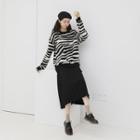 Zebra Print Sweater / Pleated Skirt
