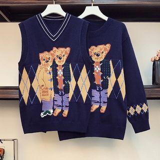 Bear Print Sweater / Sweater Vest