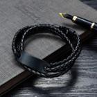 Faux Leather Layered Cord Bracelet 1360 - Black - One Size